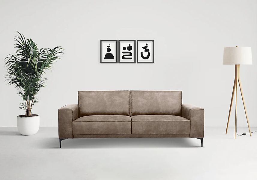 Places of Style 3-Sitzer "3er Sofa Oland, Struktur, Flachgewebe, Luxus-Micr günstig online kaufen
