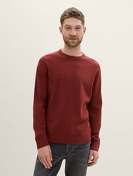TOM TAILOR Strickpullover Basic Strickpullover aus Baumwolle mit Logo Stick günstig online kaufen