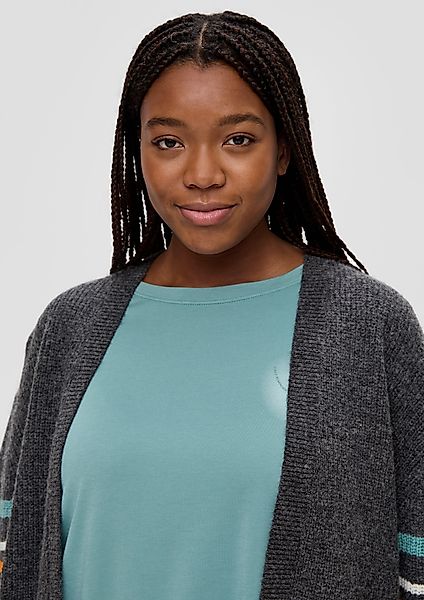 TRIANGLE Poncho Cardigan aus Wollmix Kontrast-Details günstig online kaufen