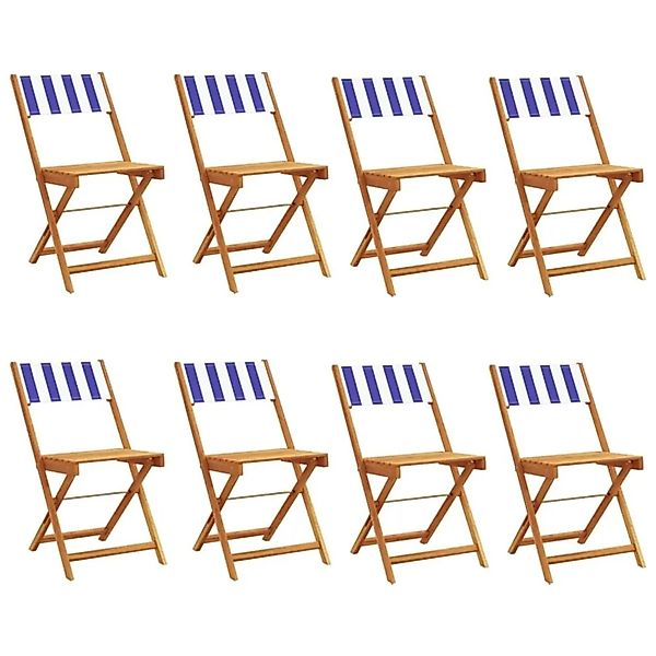 vidaXL Gartenstühle 8 Stk Klappbar Blau und Weiß Stoff und Massivholz 32146 günstig online kaufen