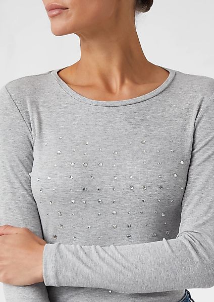 comma casual identity Longsleeve mit Glitzersteinen und aus Viskose günstig online kaufen