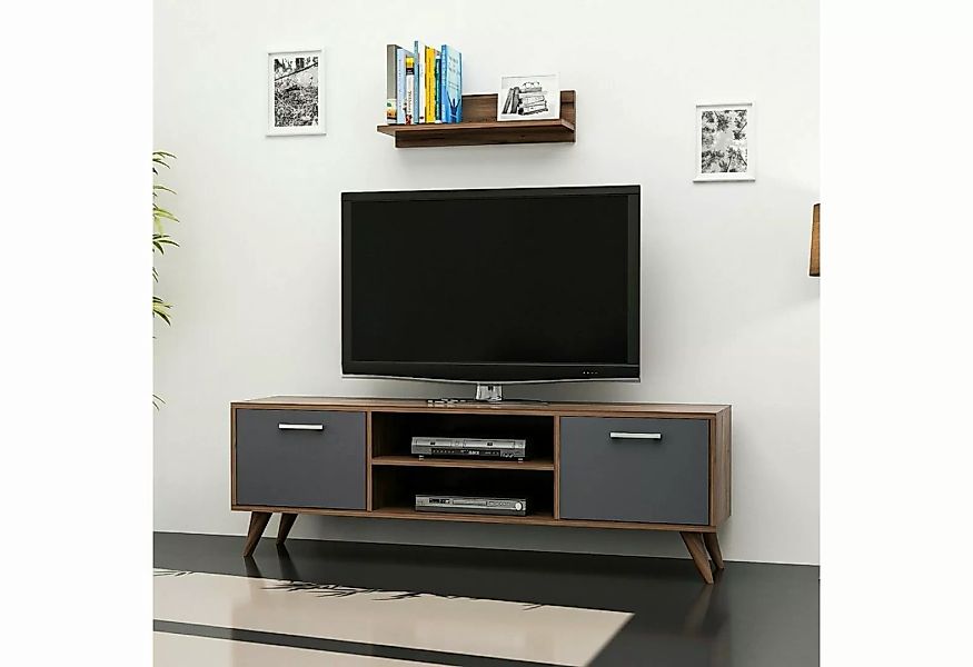 en.casa TV-Schrank Haderslev TV Board 45 x 120 x 30 cm mit 2 Türen Walnuss günstig online kaufen