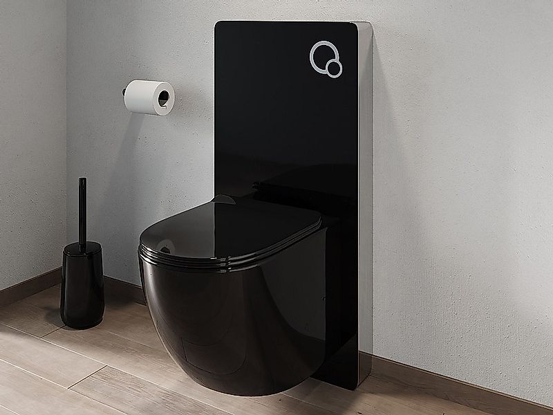 Sparset - Wand-WC mit dekorativem Trägergestell - Schwarz glänzend - JAVOIN günstig online kaufen