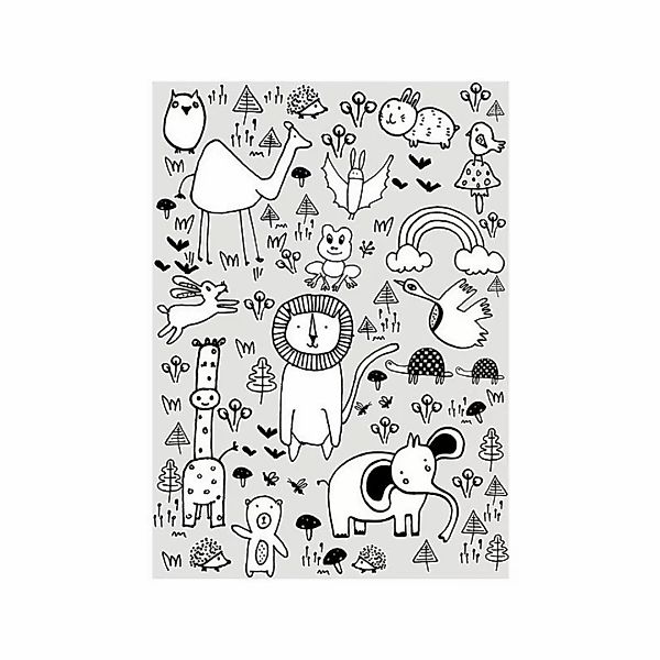 Komar Poster Scribble Park Tiere B/L: ca. 30x40 cm günstig online kaufen