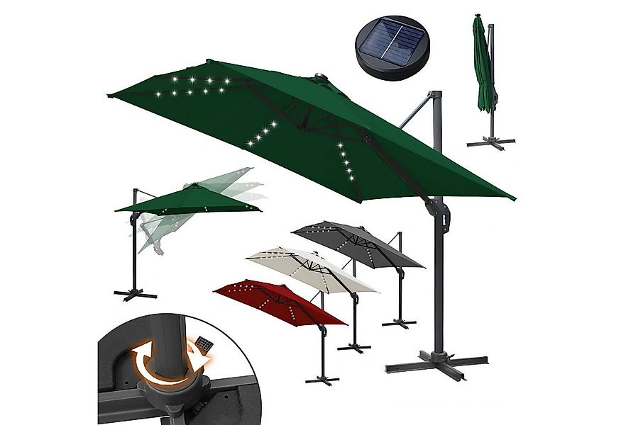 Clanmacy Ampelschirm Marktschirm Wasserdicht Beschichtung - 360°schwenkbar günstig online kaufen