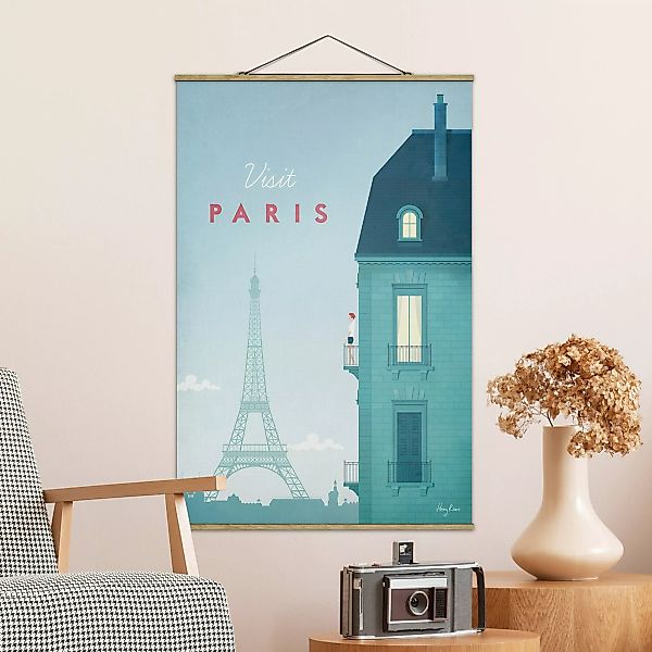 Stoffbild Architektur mit Posterleisten - Hochformat Reiseposter - Paris günstig online kaufen