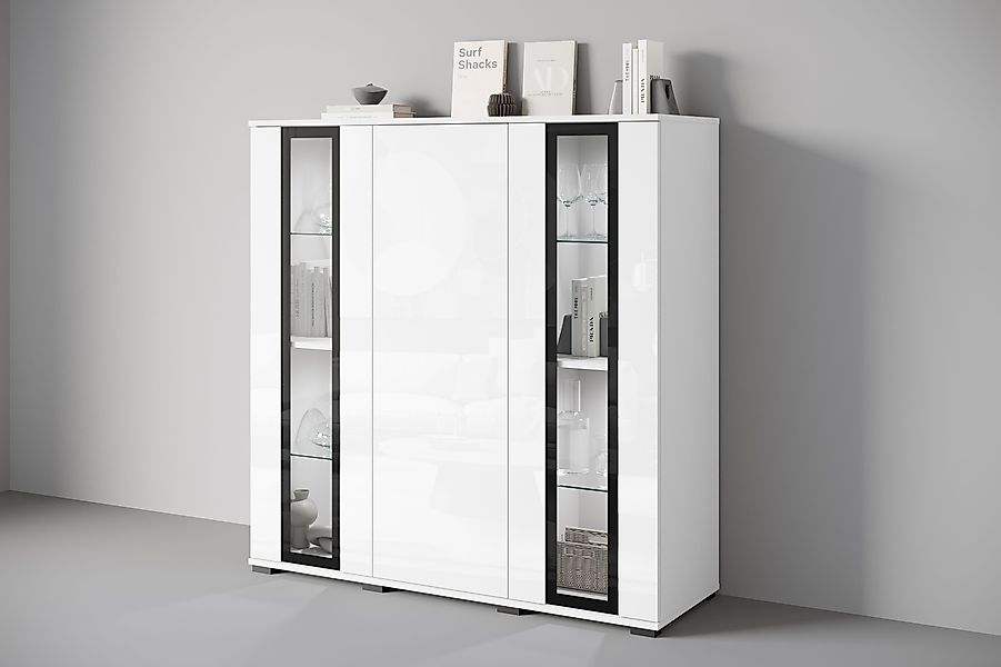 INOSIGN Highboard "Caro, modernes Design mit Glaseinsätzen, Breite 120 cm", günstig online kaufen