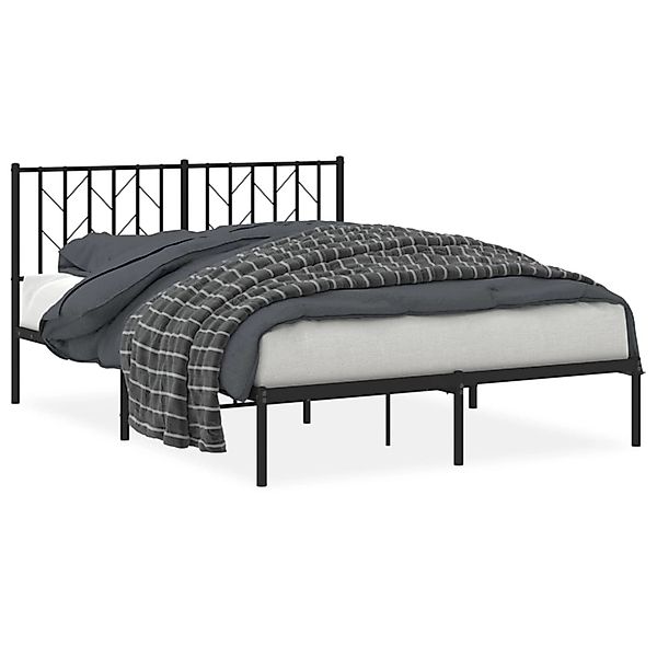 vidaXL Bettgestell mit Kopfteil Metall Schwarz 135x190 cm Modell 81931063 günstig online kaufen