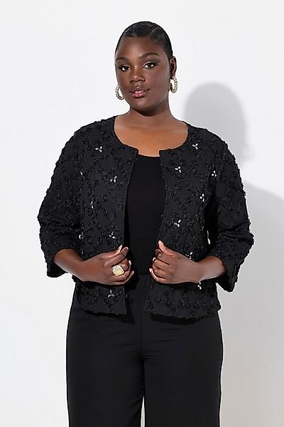 Ulla Popken Kurzjacke Jacke Boxy-Form Rosen Rundhals 3/4-Arm günstig online kaufen