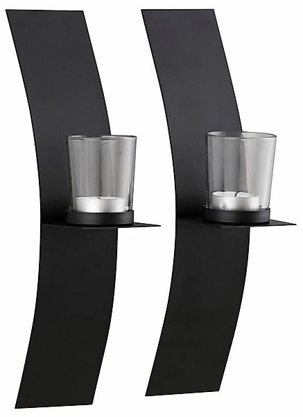 andas Wandkerzenhalter Drammen (Set, 2 St), Landhaus, Metall, Glas, schwarz günstig online kaufen