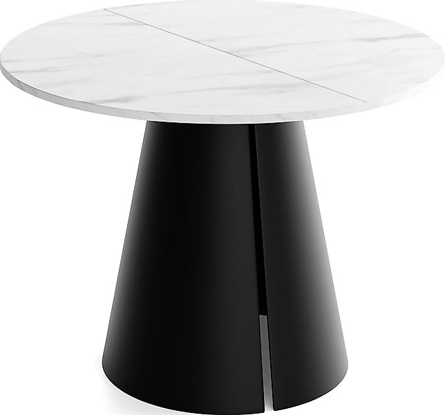 WFL GROUP Esstisch Lamio ausziehbar rund modern mit schwarzen Metallbeinen günstig online kaufen