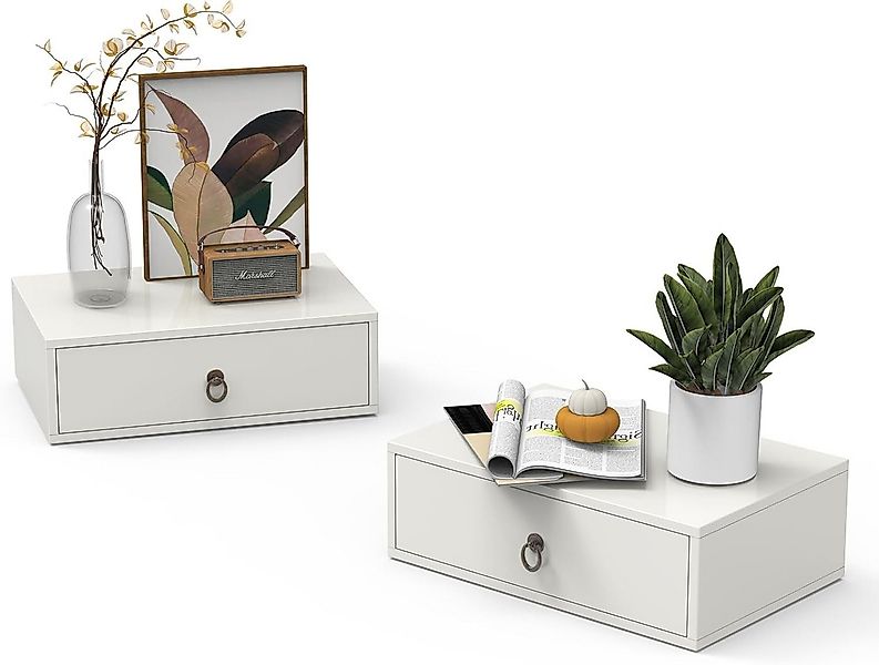 VINGLI Nachttisch hängend, Wandregal mit Schublade, Hängeschrank, 46x30x14. günstig online kaufen