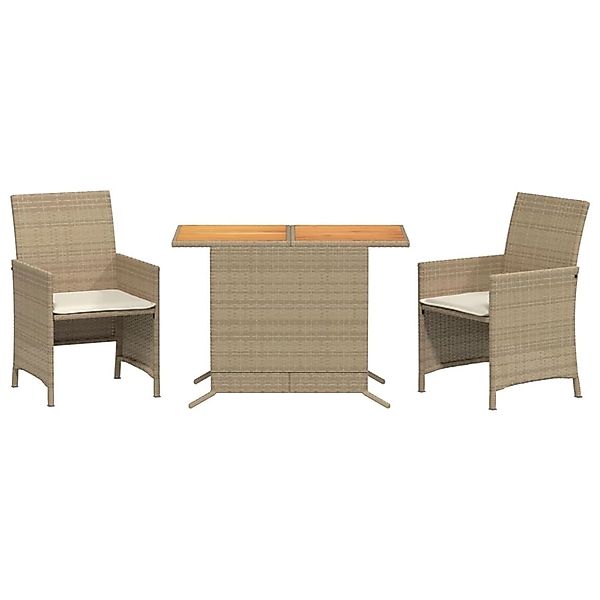 vidaXL 3-Tlg Bistro-Set mit Kissen Beige Poly Rattan 365126 günstig online kaufen