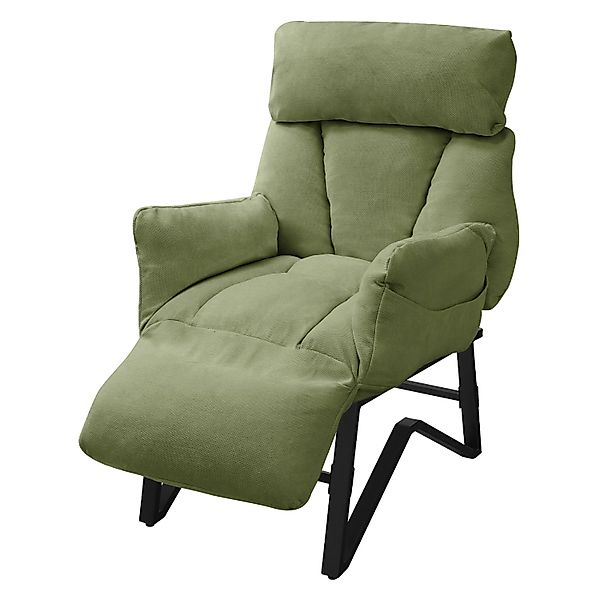 ML-Design Relaxsessel Grün Leinenbezug mit Armlehnen & Fußablage günstig online kaufen