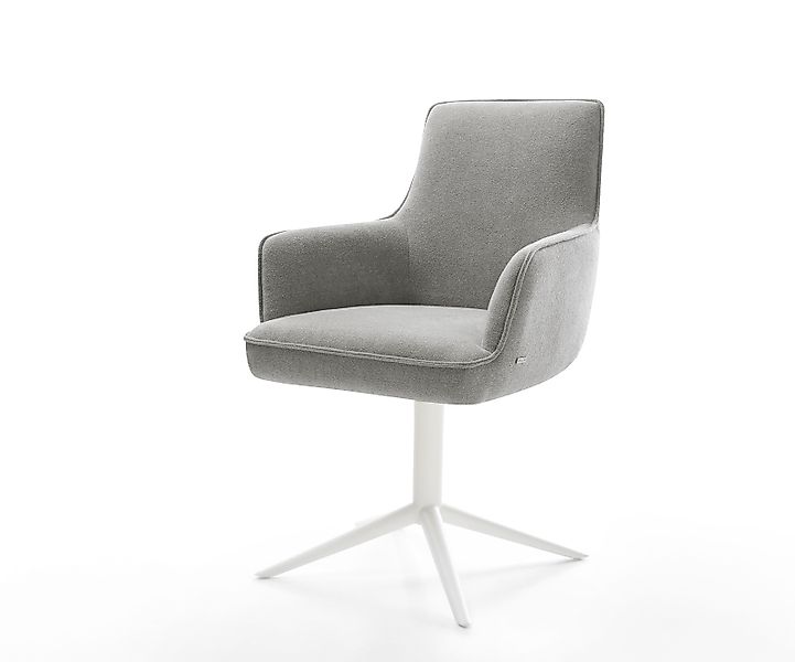 Drehstuhl Heira-Flex mit Armlehnen Strukturstoff Soft Grau Fußkreuz Weiß 36 günstig online kaufen