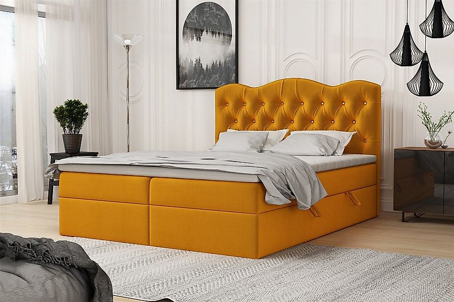 Fun Möbel Boxspringbett Schlafzimmerbett LODOS (inkl. Topper und Bettkästen günstig online kaufen