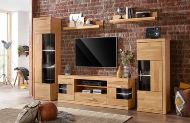 Home affaire Wohnwand "Ribe Wohnwand Set-5 St." Set, 5 Stk. tlg. Glaseinsat günstig online kaufen