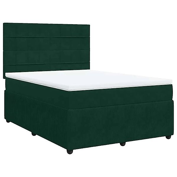 vidaXL Boxspringbett mit Matratze Dunkelgrün 140x200 cm Samt 3292361 günstig online kaufen
