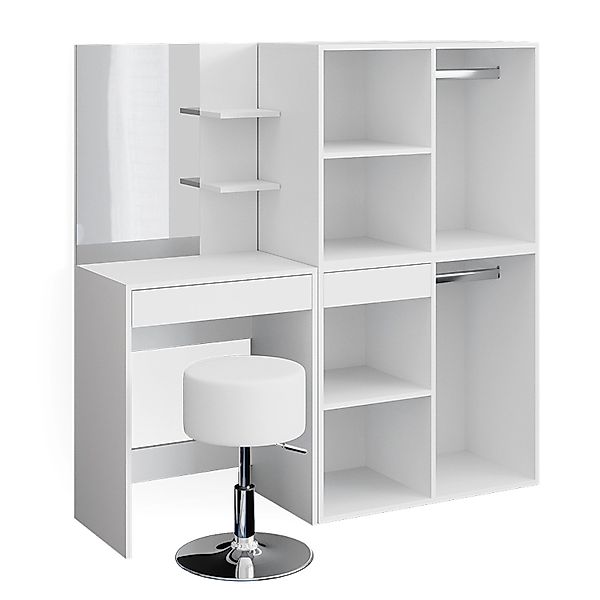 Vicco Schminktisch Isabelle Weiß 60 cm mit Hocker und Schrank günstig online kaufen