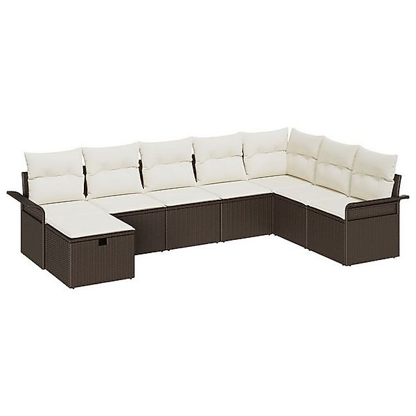 vidaXL Loungesofa 8-teiliges Garten Sofa Set mit Kissen Braun Poly Rattan, günstig online kaufen