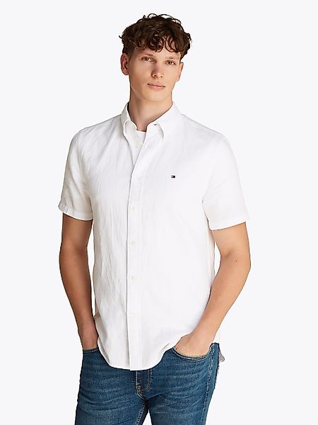 Tommy Hilfiger Kurzarmhemd "LINEN BLEND SOLID SS RF SHIRT", mit Button-down günstig online kaufen