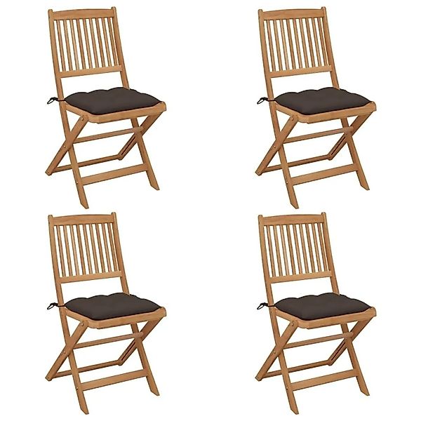 vidaXL Klappbare Gartenstühle 4 Stk mit Kissen Massivholz Akazie 3064694 günstig online kaufen