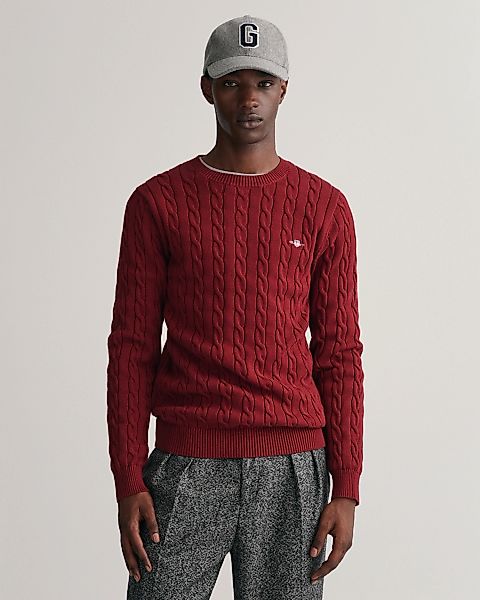 Gant Strickpullover "COTTON CABLE C-NECK", mit Wappen-Logostickerei auf der günstig online kaufen