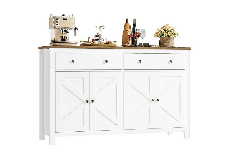 Homfa Sideboard Küchenschrank, mit 2 Schubladen 4 Türen, verstellbare Ablag günstig online kaufen