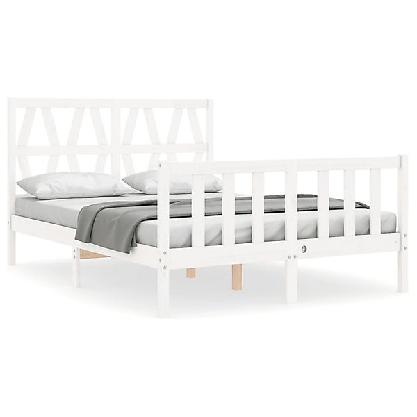 vidaXL Massivholzbett mit Kopfteil Weiß 3192462 günstig online kaufen