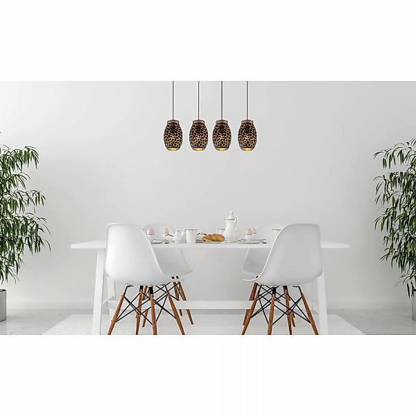 Globo Pendelleuchte Narri 4-flammig Goldfarben 900 x 150 x 1200 mm günstig online kaufen