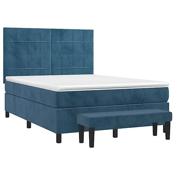 vidaXL Boxspringbett mit Matratze Dunkelblau 140x200 cm Samt 3137849 günstig online kaufen