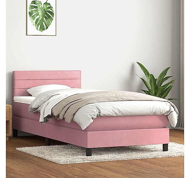vidaXL Boxspringbett, Boxspringbett mit Matratze Rosa 90x220 cm Samt günstig online kaufen
