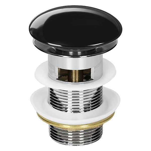 LuxeBath Ablaufgarnitur für Waschbecken mit Überlauf Schwarz Glänzend günstig online kaufen