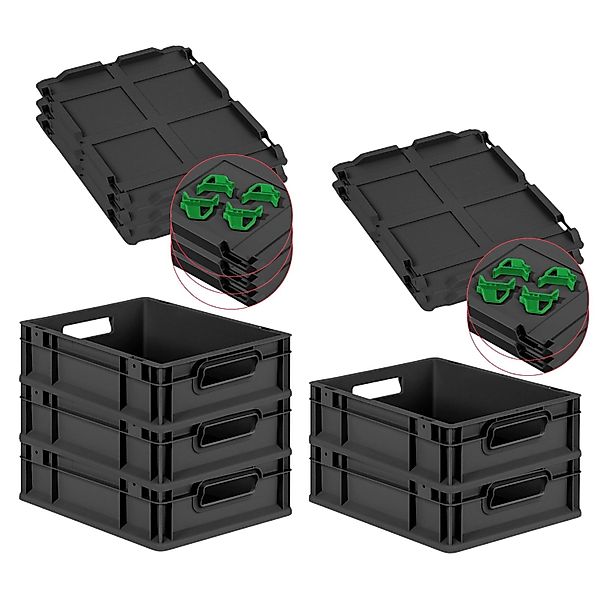 PROREGAL SuperSparSet 5x Eurobox Nextgen Grip Mit Scharnierdeckel Und Grüne günstig online kaufen