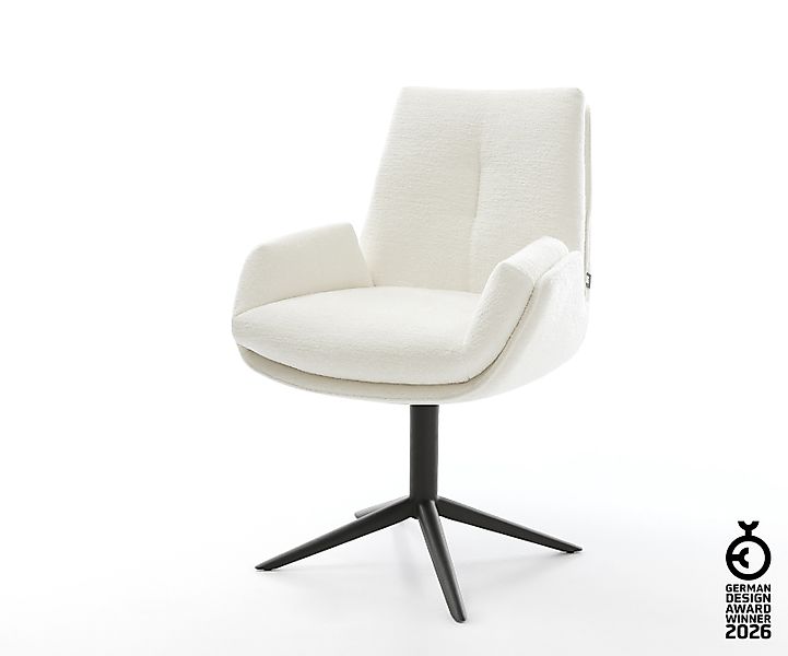Drehstuhl Clea-Flex Bouclé Soft Beige Fußkreuz Schwarz 360° drehbar Wippfun günstig online kaufen