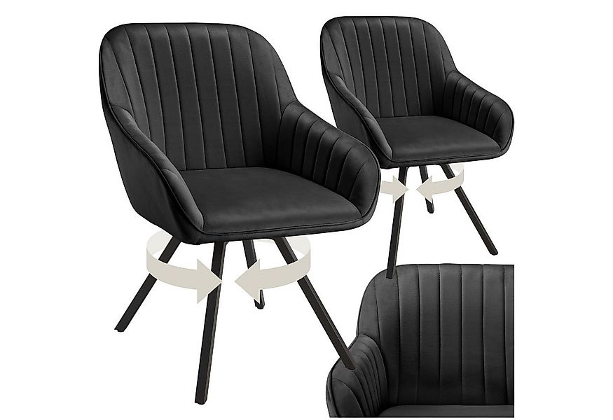 tectake Esszimmerstuhl Drehbarer Armlehnstuhl Snug Samtoptik, gepolstert (S günstig online kaufen