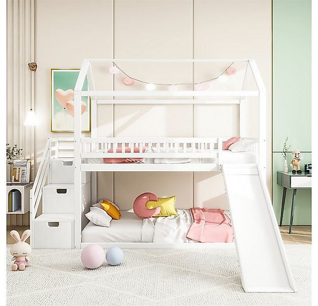 XDeer Etagenbett Kinderetagenbett 90*200 cm, Hochbett, mit Rutsche und Stau günstig online kaufen