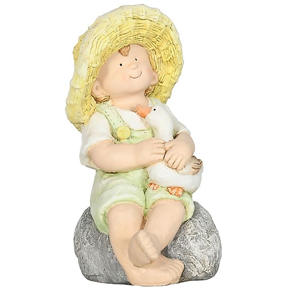 Outsunny Gartenfigur "Kleiner Junge mit Strohhut", günstig online kaufen
