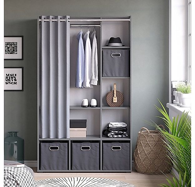 Vicco Kleiderschrank Luigi, Grau, 105.8 x 178.1 cm Mit Faltboxen (grau) günstig online kaufen