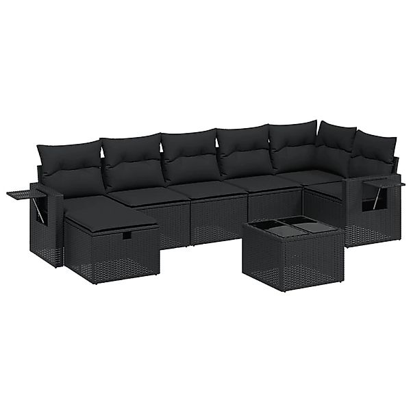 vidaXL 8-tlg Garten-Sofagarnitur mit Kissen Schwarz Poly Rattan Modell 162 günstig online kaufen