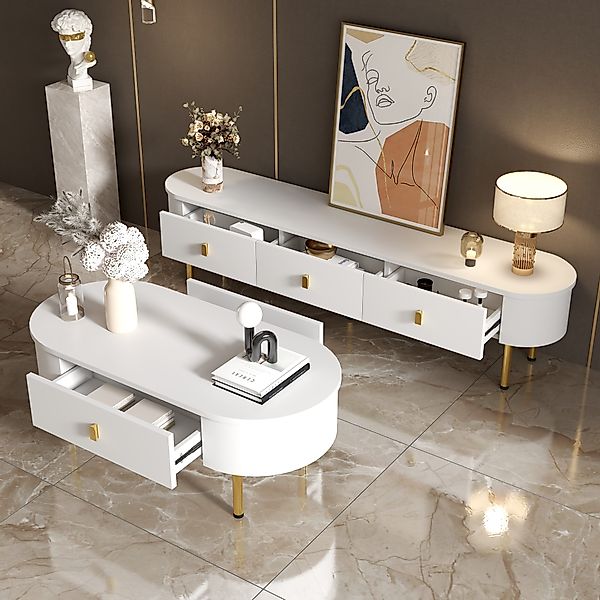 HAUSS SPOLE Wohnzimmer-Set TV-Schrank-Couchtisch-Kombination, mit Schublade günstig online kaufen