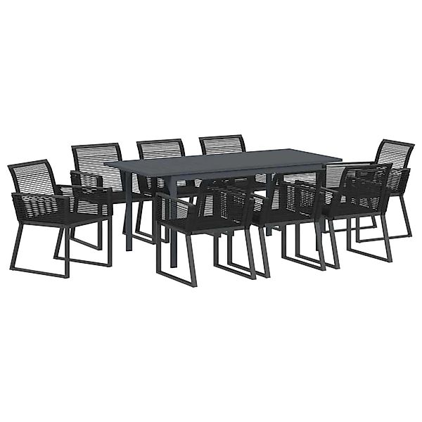 vidaXL Garten Essgruppe 9-Tlg Schwarz Stahl und Poly Rattan 3378821 günstig online kaufen