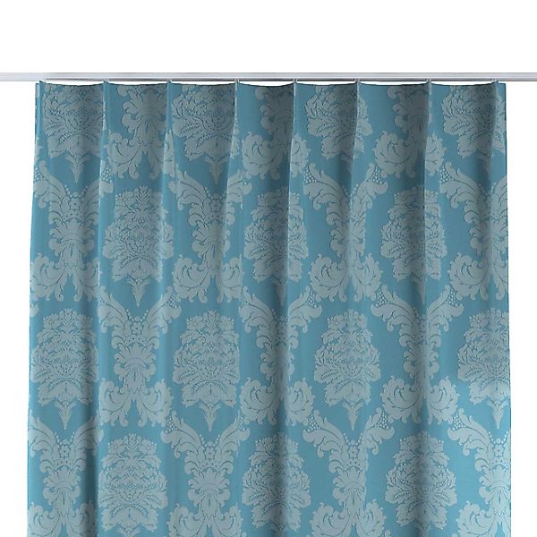Vorhang mit flämischen 1-er Falten, blau, Damasco (613-67) günstig online kaufen