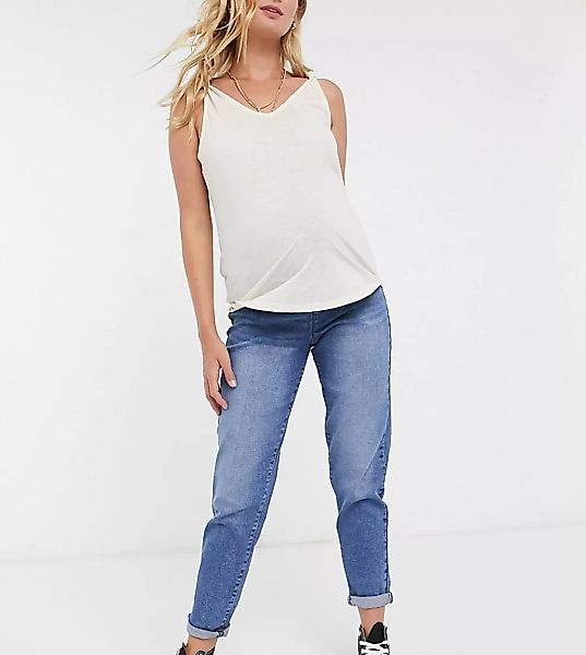 Urban Bliss Maternity – Mom-Jeans in dunkler Waschung-Blau günstig online kaufen