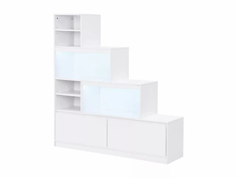 Schuhschrank mit 2 Türen & 6 Fächern - mit LED-Beleuchtung - MDF - Weiß - L günstig online kaufen
