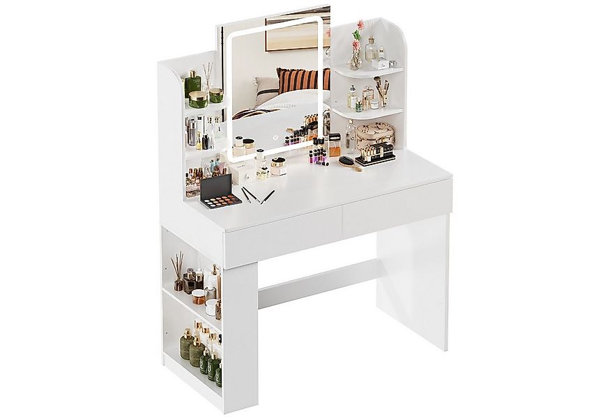 HOMALL Schminktisch mit Spiegel, LED-Beleuchtung, einstellbare Helligkeit, günstig online kaufen