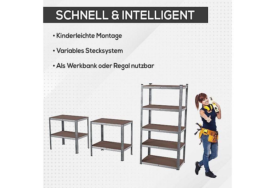 TroniTechnik Regal Schwerlastregal mit 5 Holzböden, edel verzinkt, Standreg günstig online kaufen