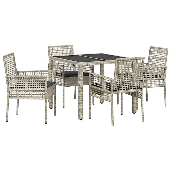vidaXL Garten Essgruppe 5-Tlg Hellgrau Poly Rattan 3334896 günstig online kaufen