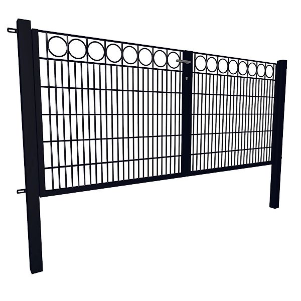 Gartentor Dekor 2-Flügelig Ring 120 cm x 300 cm Anthrazit günstig online kaufen