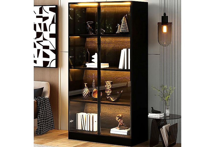 MODFU Vitrine Staubgeschützte Glasvitrine (Bücherregal, Hochschrank, 1-St., günstig online kaufen